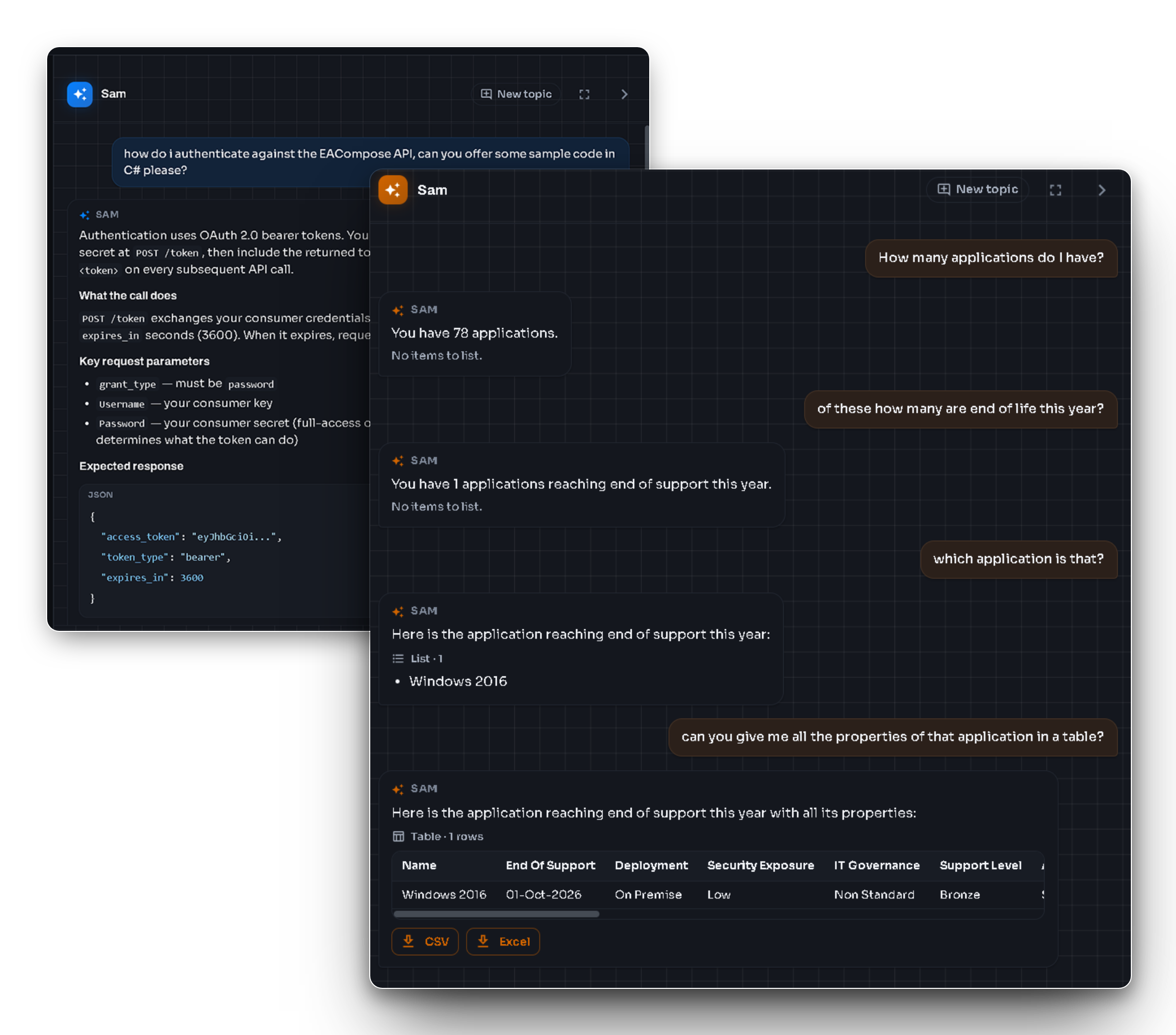 EA Composer — AI-Enabled — meet Sam, your built-in assistant