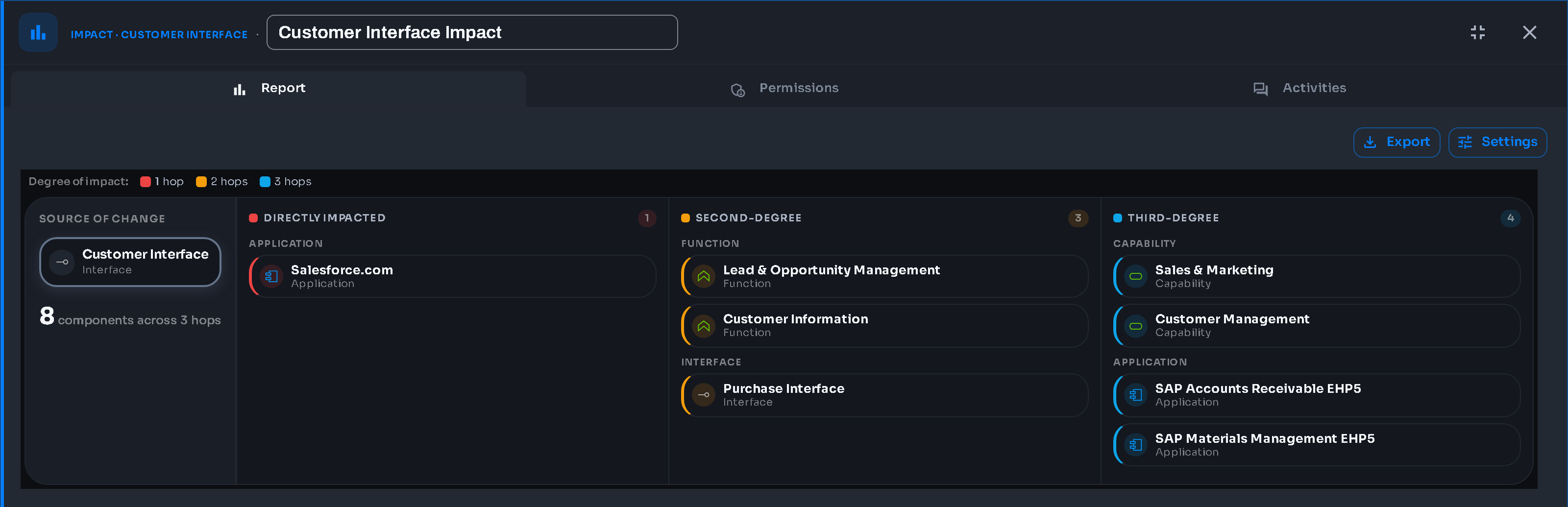 EA Composer — Impact Analysis — trace the blast radius of any change