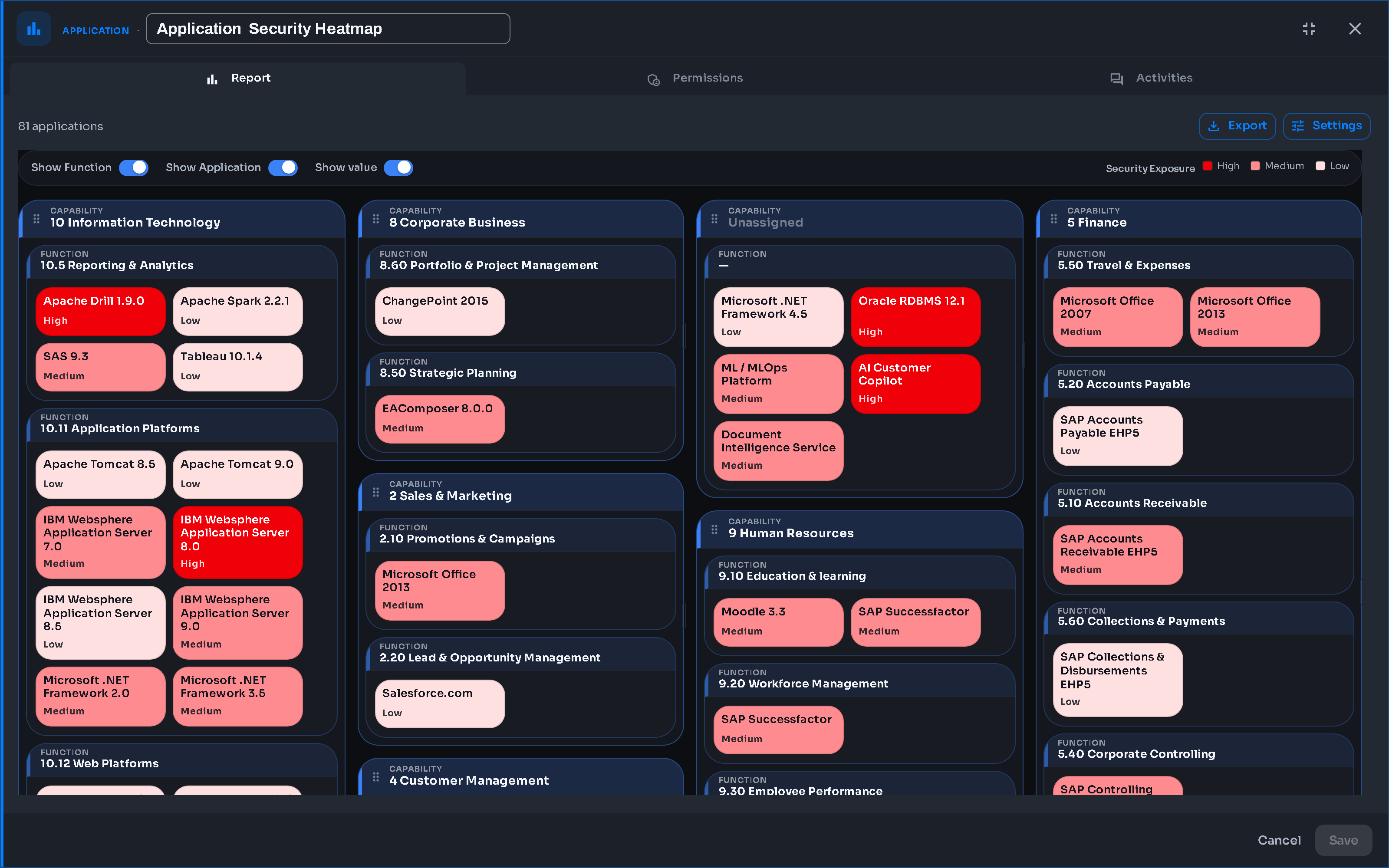 EA Composer — Application Security Heatmap