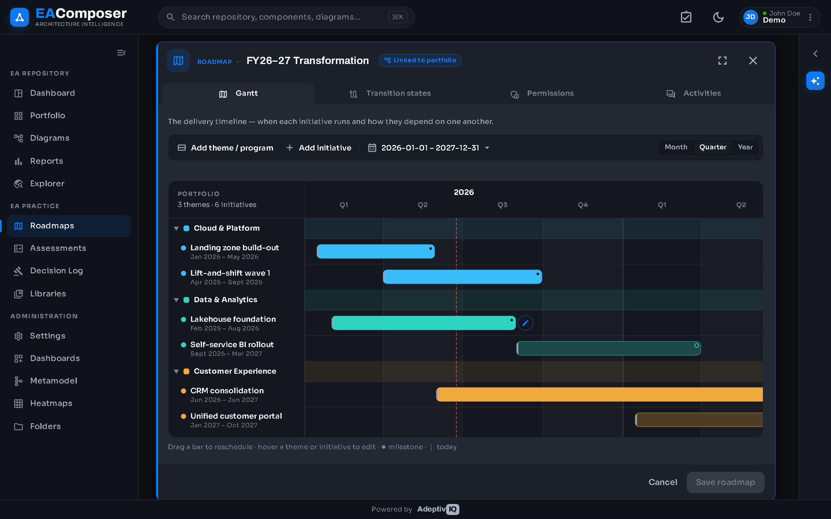 EA Composer — Roadmaps & Transition States — plan the journey to your target